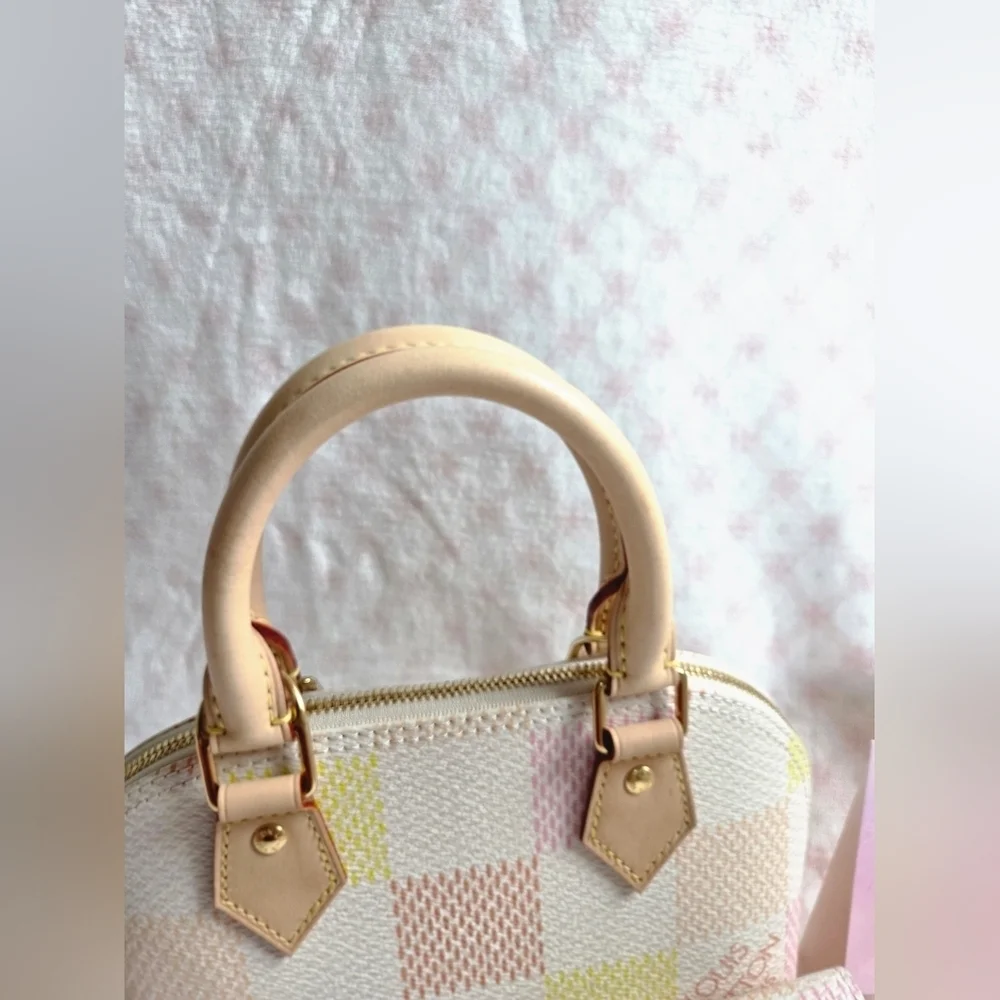 Louis Vuitton Giant Damier Top Handle Bag | Neutral Coated Canvas | Authentic